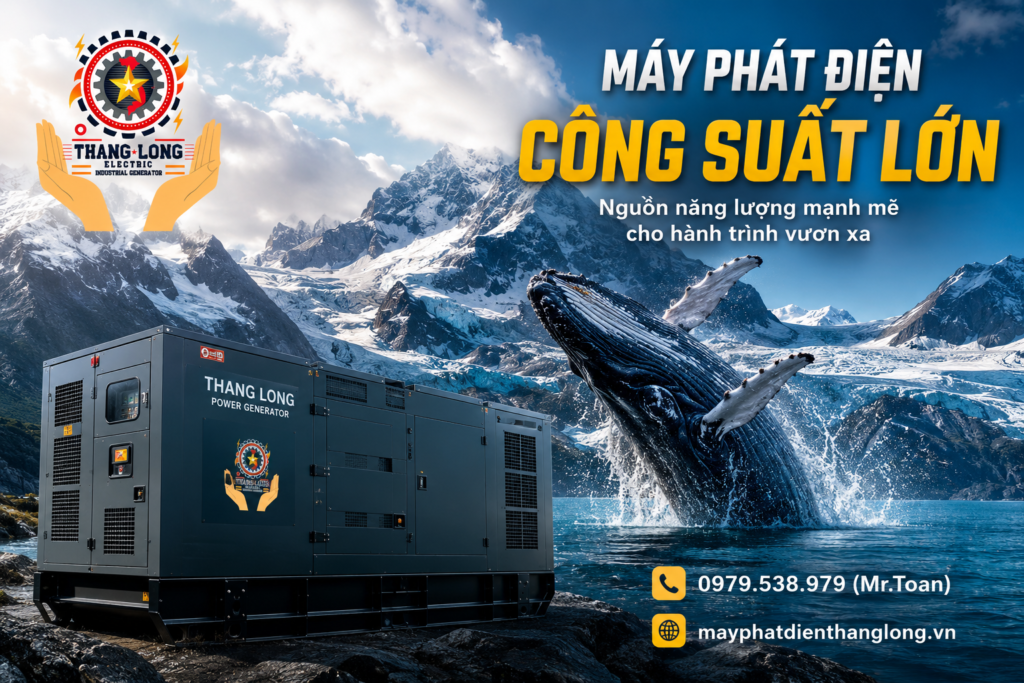Máy phát điện công suất lớn Thăng Long vận hành mạnh mẽ cho nhà máy và khu công nghiệp
