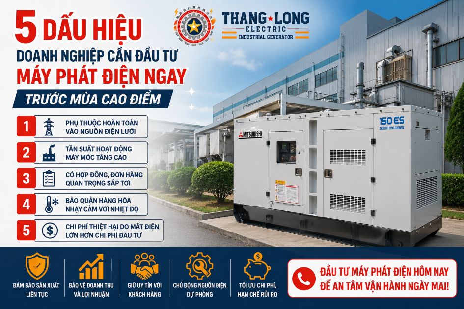 Máy phát điện cho doanh nghiệp giúp duy trì sản xuất liên tục trong mùa cao điểm