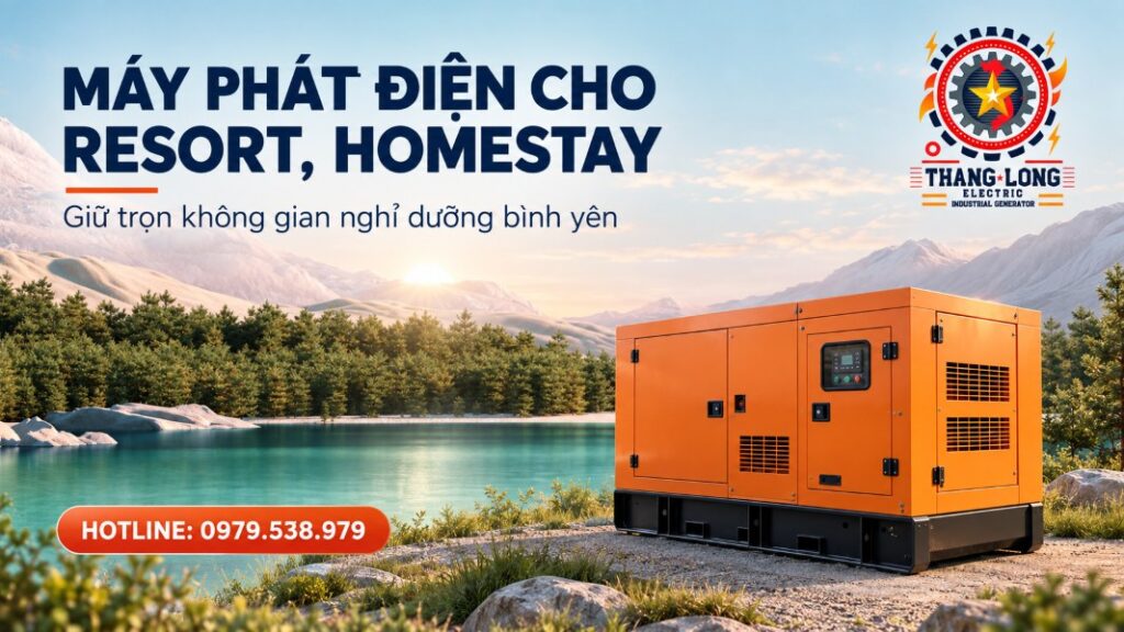 Máy phát điện cho resort, homestay bảo đảm nguồn điện dự phòng ổn định