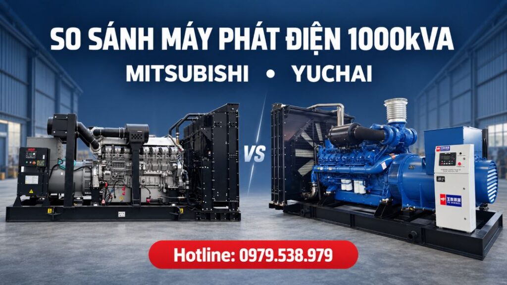 So sánh máy phát điện Mitsubishi và Yuchai 1000kVA